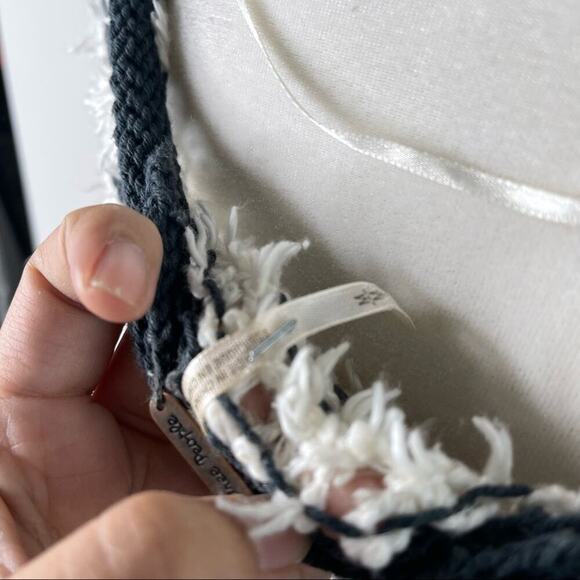 Free‎ People blue striped fuzzy shaggy sweater size medium - Picture 2 of 6